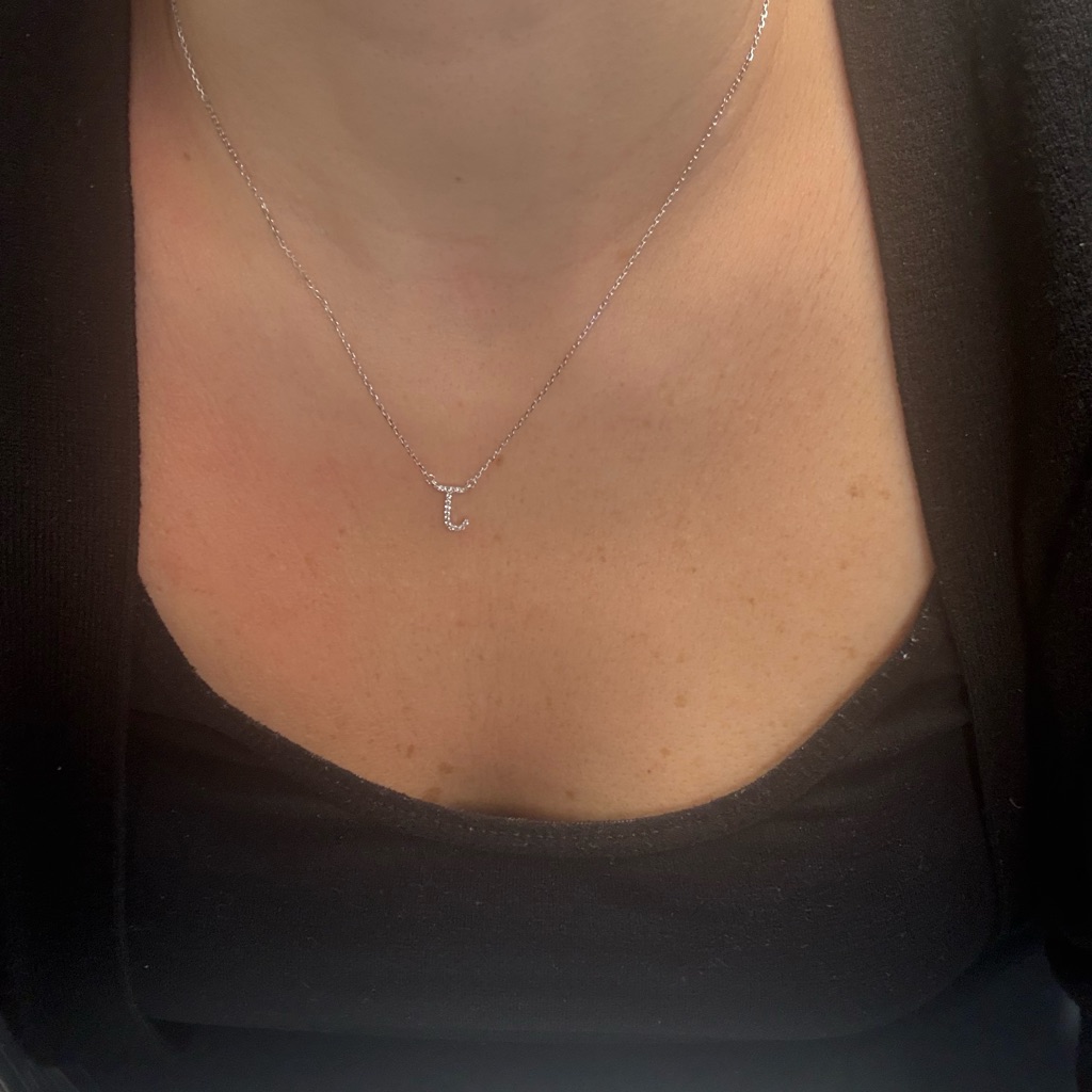 Suzy Levian Sterling Silver White Topaz Initial J Necklaces